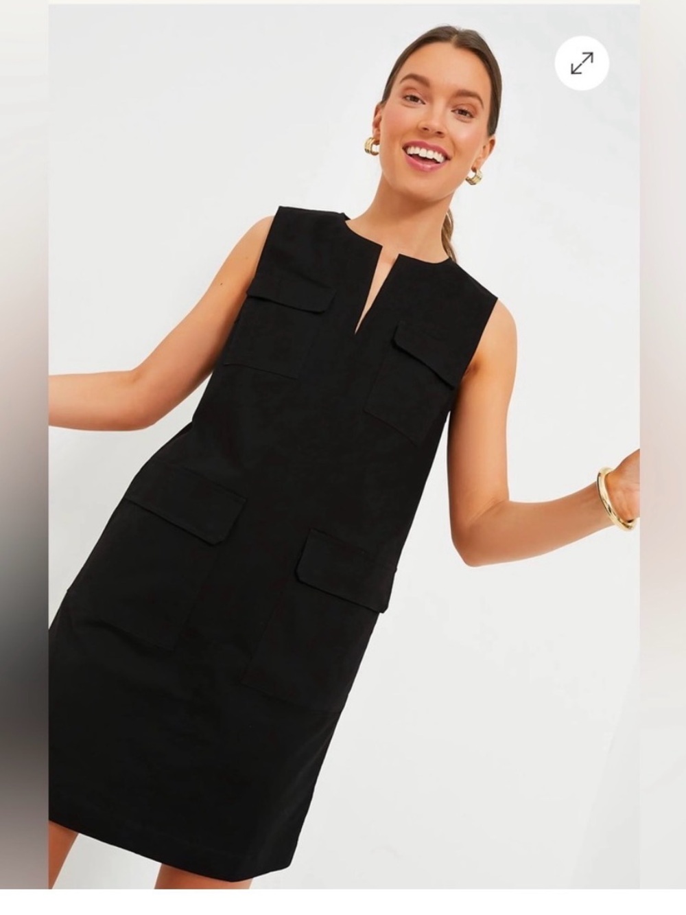 Tuckernuck Sydney Dress Black Sleeveless Utility Cargo Shift Dress Size M